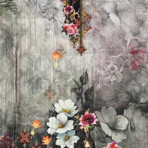 Unstitched Sophisticated Grey Floral Digital Printed Lawn 3-Piece Suit - Image 2