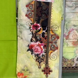 Unstitched Floral Digital Printed Unstitched 3-Piece Dress - Light Green - Image 2