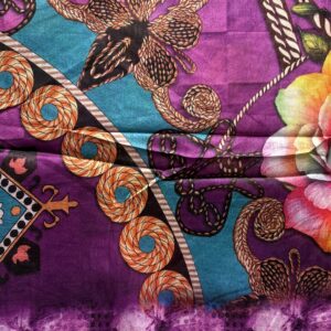 Vibrant Blue & Purple Unstitched 3 Piece Lawn Suit – Digital Printed Floral Dress - Image 4