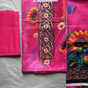 Unstitched Pink Floral Lawn Suit – Digital Printed 3 Piece Dress - Image 2