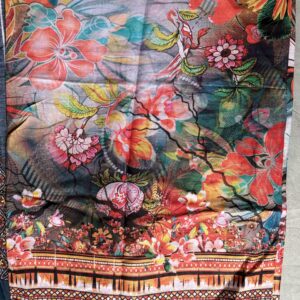 Unstitched Grey Floral Lawn Suit – Digital Printed 3 Piece Dress - Image 3