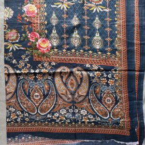 Unstitched Navy Blue Lawn Suit – Digital Printed 3 Piece Dress - Image 4